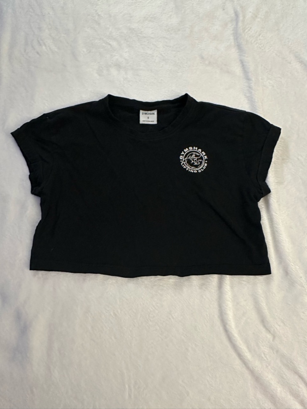 Gymshark Black Crop T-Shirt Legacy with Chest Logo